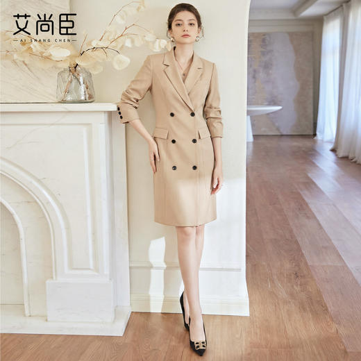 艾尚臣轻熟风西装领连衣裙女主持人上台裙子职场高级感显瘦中长款 商品图2