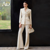 AD商务风浅米色西装套装女修身收腰西服外套阔腿裤两件套职业装 商品缩略图3