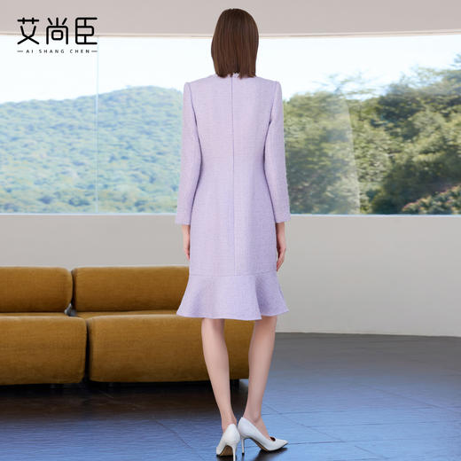 艾尚臣星河紫小香风连衣裙女高级感气质主持人修身显瘦通勤A字裙 商品图4