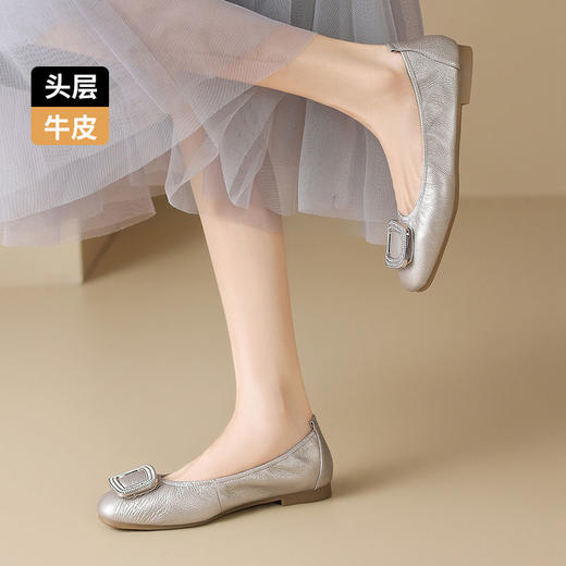 ZHR则则头层牛皮真皮平底软底单鞋2025新款百搭气质女鞋一脚蹬女 商品图9