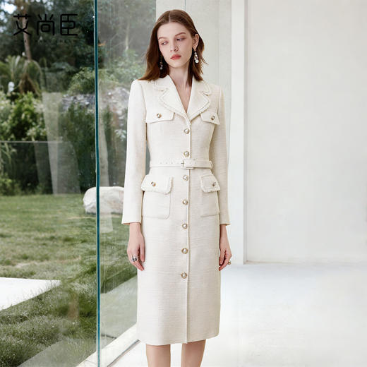 艾尚臣粗花呢小香风连衣裙女高级感老钱风西装裙显瘦通勤法式裙子 商品图1