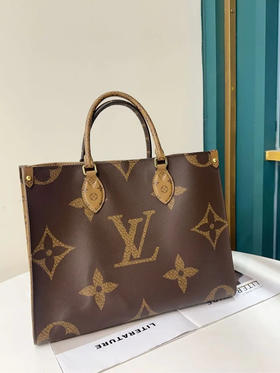 LV on the go 老花 中号 单肩包