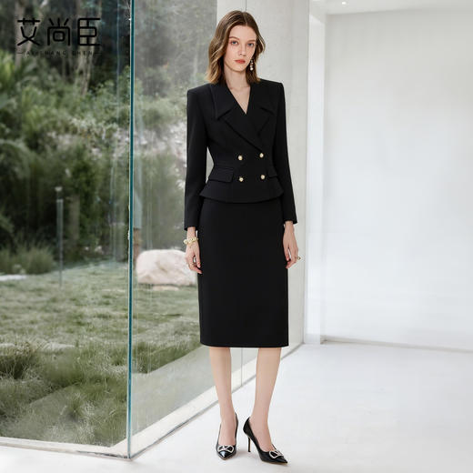 艾尚臣双排扣西装套装女2025新款职场通勤小香风两件套气质工作服 商品图4