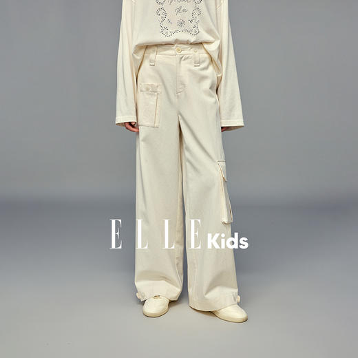 💕春3童装莱赛尔棉壳工装风绣花宽松长裤 商品图1
