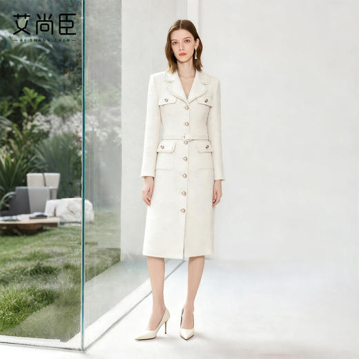 艾尚臣粗花呢小香风连衣裙女高级感老钱风西装裙显瘦通勤法式裙子 商品图3