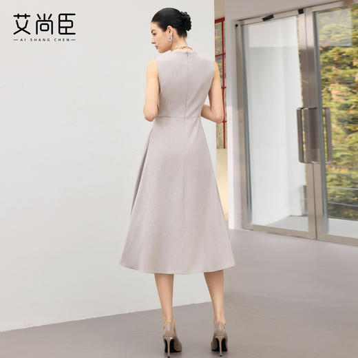 艾尚臣轻熟优雅风无袖连衣裙女收腰A字裙通勤中长款极简风 商品图4