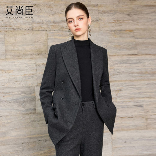艾尚臣羊毛oversize西装套装女秋冬老钱风西服正装气质通勤职业装 商品图1