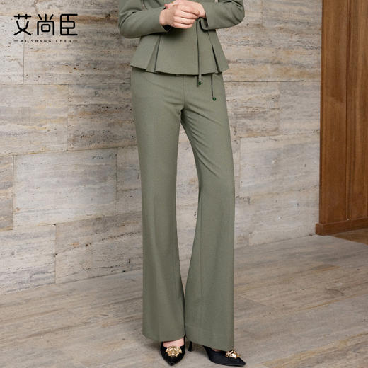 艾尚臣通勤风收腰西装套装女复古松绿色职业装气质正装束腰西服 商品图3