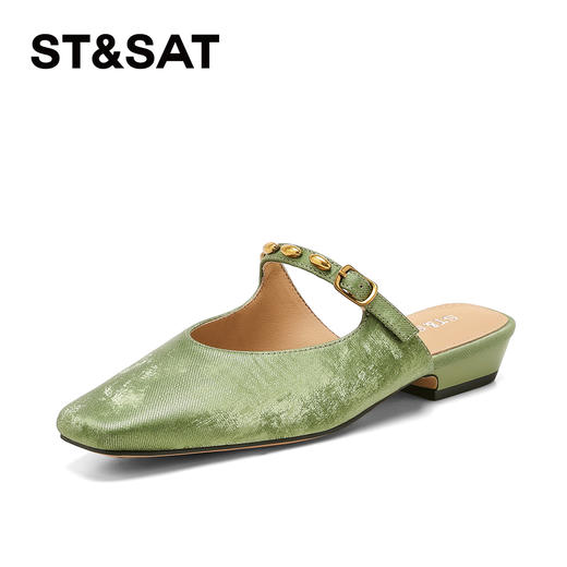 星期六26夏新款优雅绒面通勤粗跟穆勒拖SSE2111C9E 商品图9