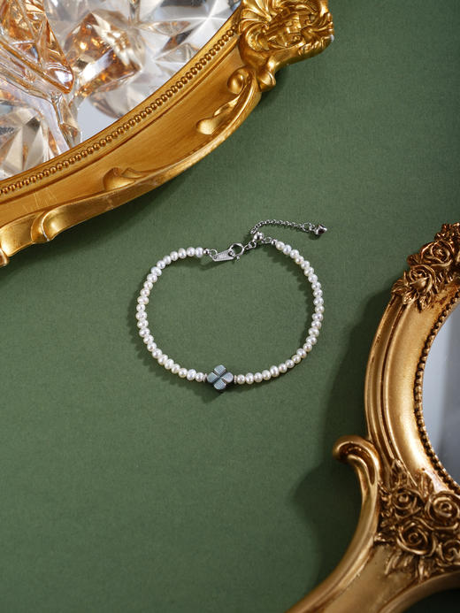 子佩集【幸运流年】银S925珍珠惜王妃手链【SPB0470001】螺钿四叶草2602 商品图4