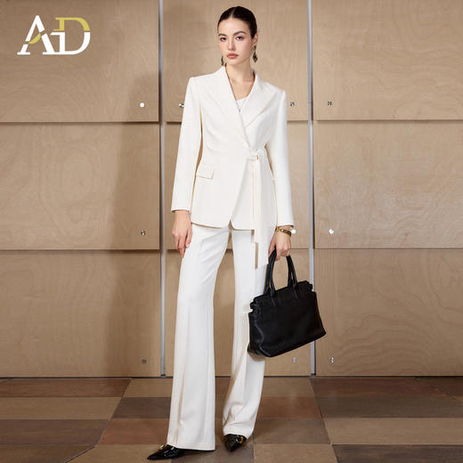 AD白色西装套装女春秋2026新款高级感爆款穿搭职业装阔腿裤两件套 商品图2