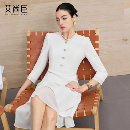 艾尚臣经典白月光轻奢优雅职业连衣裙女收腰显瘦通勤裙子气质女神 商品图1