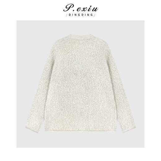 羊毛松弛氛围感立体提花廓形V领针织开衫 L2825 商品图2