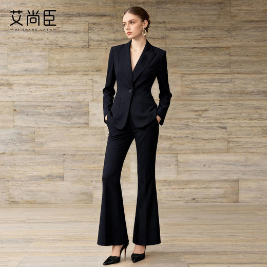 艾尚臣2026新款藏蓝色西装套装女通勤职业装高级感商务风两件套冬 商品图0