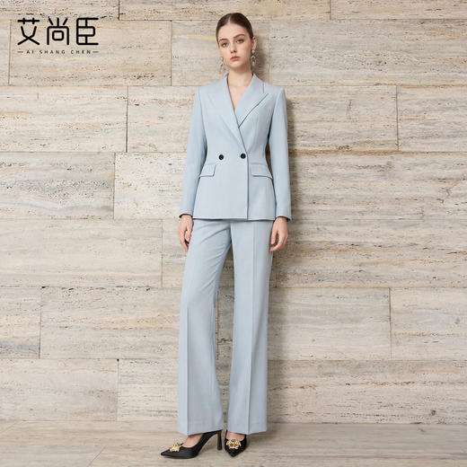 艾尚臣蓝色西装套装女2026春季商务风职业装两件套通勤高级感西服 商品图4