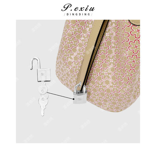 头层牛皮彩绘小花菜篮配锁手拎手提包 BL5833 商品图1