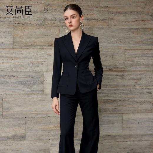 艾尚臣2026新款藏蓝色西装套装女通勤职业装高级感商务风两件套冬 商品图2