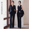 FUYAO扶摇直上 轻奢黑色西装套装女2026春季通勤西服微喇裤三件套 商品缩略图0