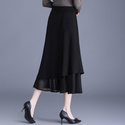 「自」全新升级【铂金会员128/天猫169/差价41】(13949)洛诗琳气质网纱拼接鱼尾半身裙2026春季新款高腰显瘦A字裙13949 商品图3