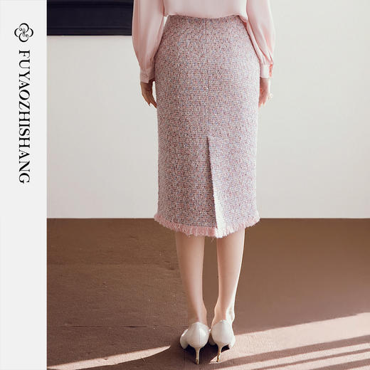 FUYAO扶摇 【长期实用主义】复古粗花呢半身裙女小香风时尚设计感 商品图4