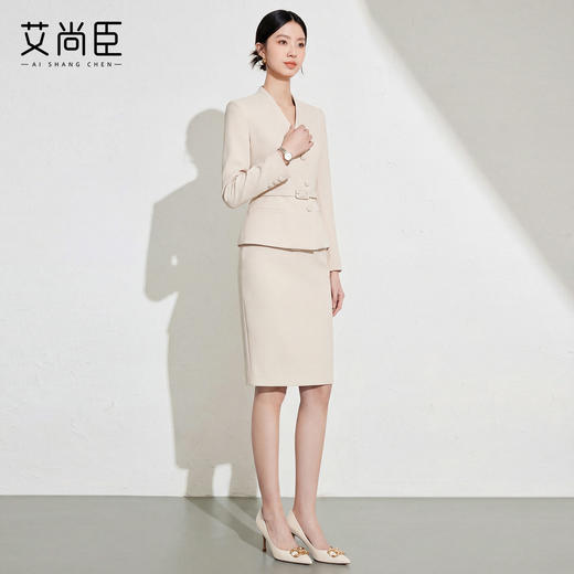 艾尚臣职业套装女春季新款卡其色西装两件套装高级感正装面试工装 商品图2