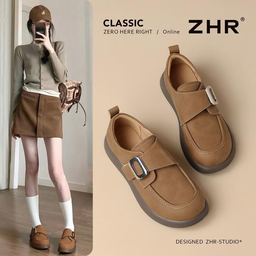 ZHR复古魔术贴搭扣乐福鞋女2026新款时尚百搭轻便通勤勃肯风单鞋 商品图1
