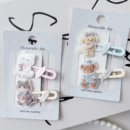 甜美可爱布偶萌趣长边夹对装发夹-纪念日百货门店同款169096731 商品图4