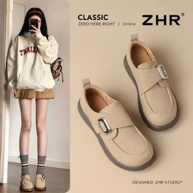 ZHR复古魔术贴搭扣乐福鞋女2026新款时尚百搭轻便通勤勃肯风单鞋
