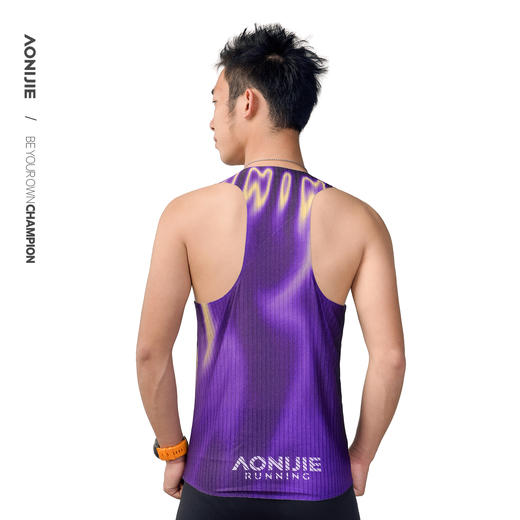 【2026新款】奥尼捷男款工字马拉松透气呼吸楼梯格不黏身速干运动背心 商品图2