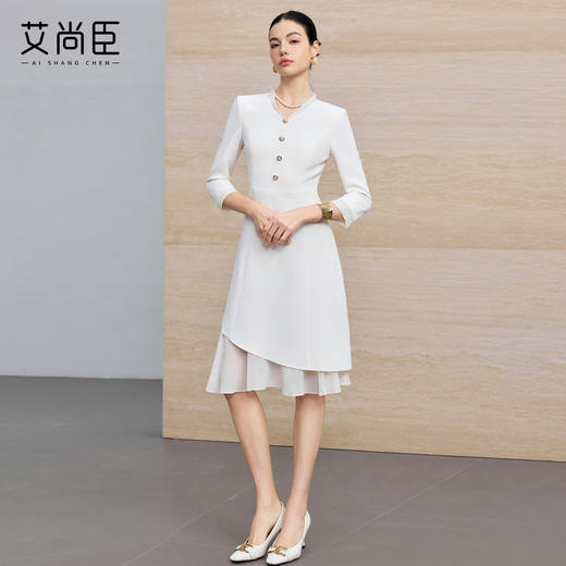 艾尚臣经典白月光轻奢优雅职业连衣裙女收腰显瘦通勤裙子气质女神 商品图4