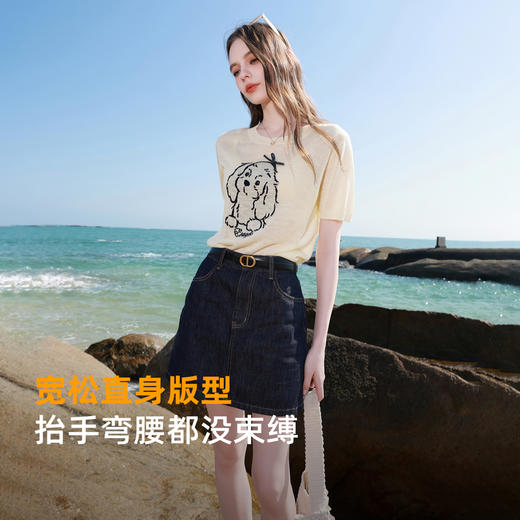 【呼吸麻】三彩2026春季新款蝴蝶结提花针织衫套头毛衫圆领上衣M 商品图1