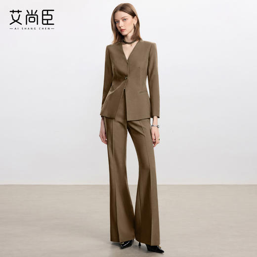 艾尚臣复古老钱风时尚套装女经典西服阔腿裤两件套冬季通勤职业装 商品图3