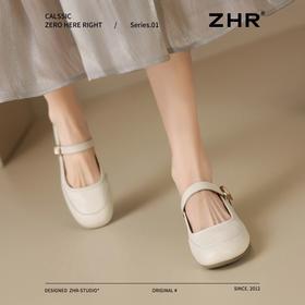 ZHR玛丽珍鞋女2025新款法式圆头浅口单鞋女时尚百搭平底ins小皮鞋