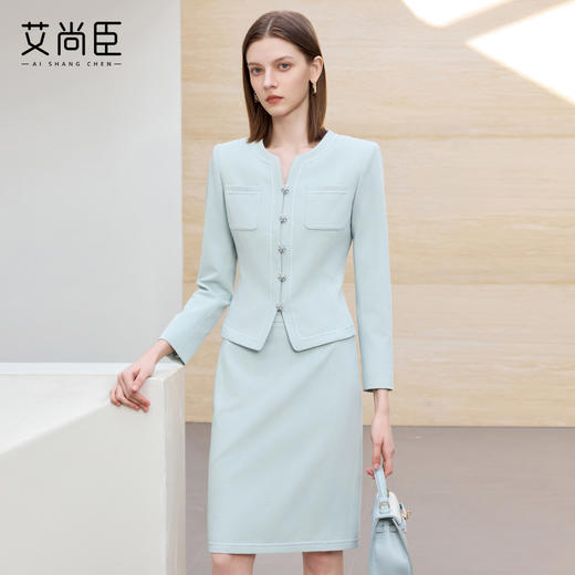 艾尚臣小香风西装套装女高级感圆领小个子时尚套装简约通勤职业装 商品图0