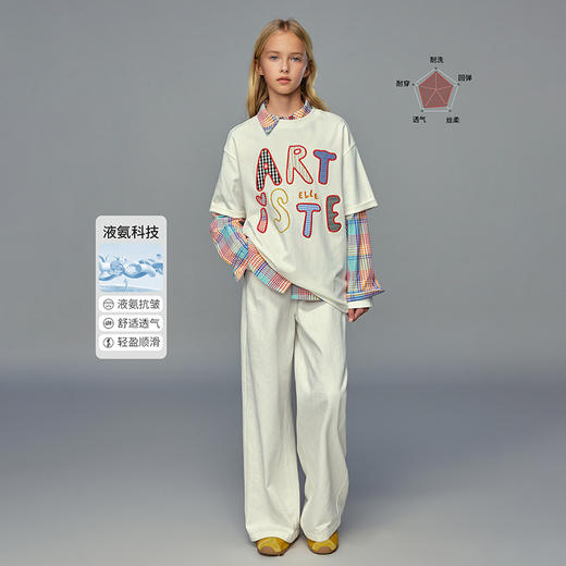 💕春季童装-60S持久如新抗皱液氨拉架双面宽松贴布绣T恤Y018EL 商品图2