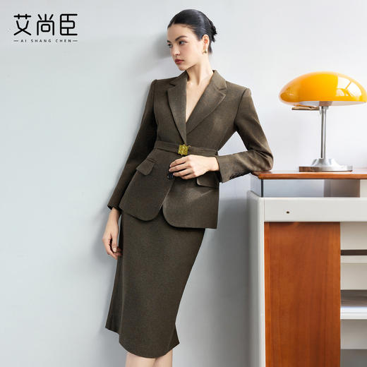 艾尚臣商务风显白提气色通勤战衣女羊毛西装套装女秋冬性感职业装 商品图0