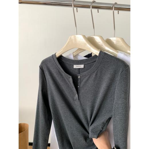 【大牌质感】280g棉氨纶针织衫 春季基础款韩版显瘦百搭纯色正肩tee 商品图0