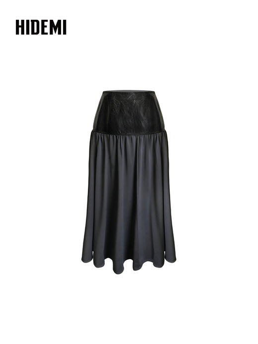 HIDEMI 设计感油蜡皮拼接套装垂感长裙半身裙 商品图7