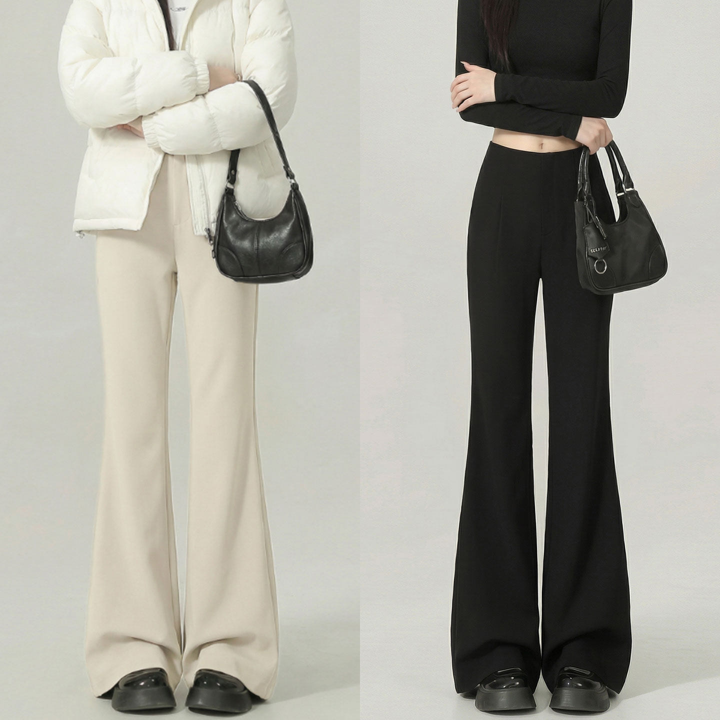 【YW】无忧购春秋大码梨形身材显瘦休闲微喇西装裤女D065/D066/D067（截单后3-5天发货）