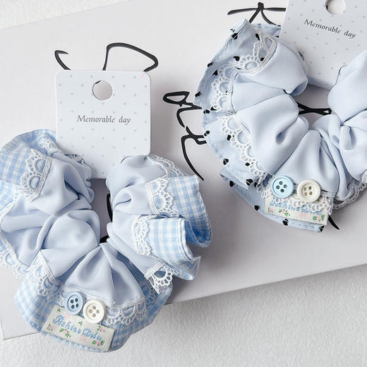 韩系简约甜美冰盐蓝蕾丝发圈-纪念日百货门店同款169447191 商品图4