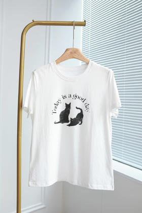 洋气萌宠印花短袖T恤