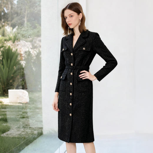 艾尚臣粗纺小香风连衣裙设计感法式西装裙正式场合裙子通勤收腰冬 商品图1