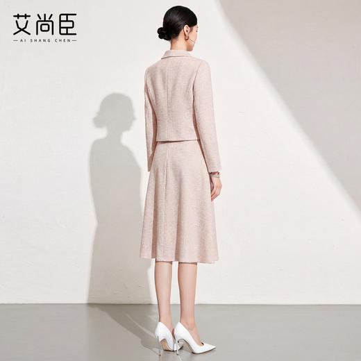 艾尚臣[春日浪漫]小香风粉色西装外套女收腰显瘦气质伞裙时尚套装 商品图4