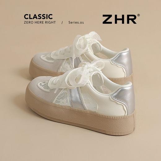 ZHR则则复古芭蕾风德训鞋女夏季蕾丝透气网面休闲鞋百搭小白鞋女 商品图2