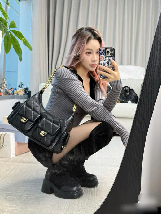 Chanel 25c 黑金 嬉皮 hobo 单肩包 商品图2
