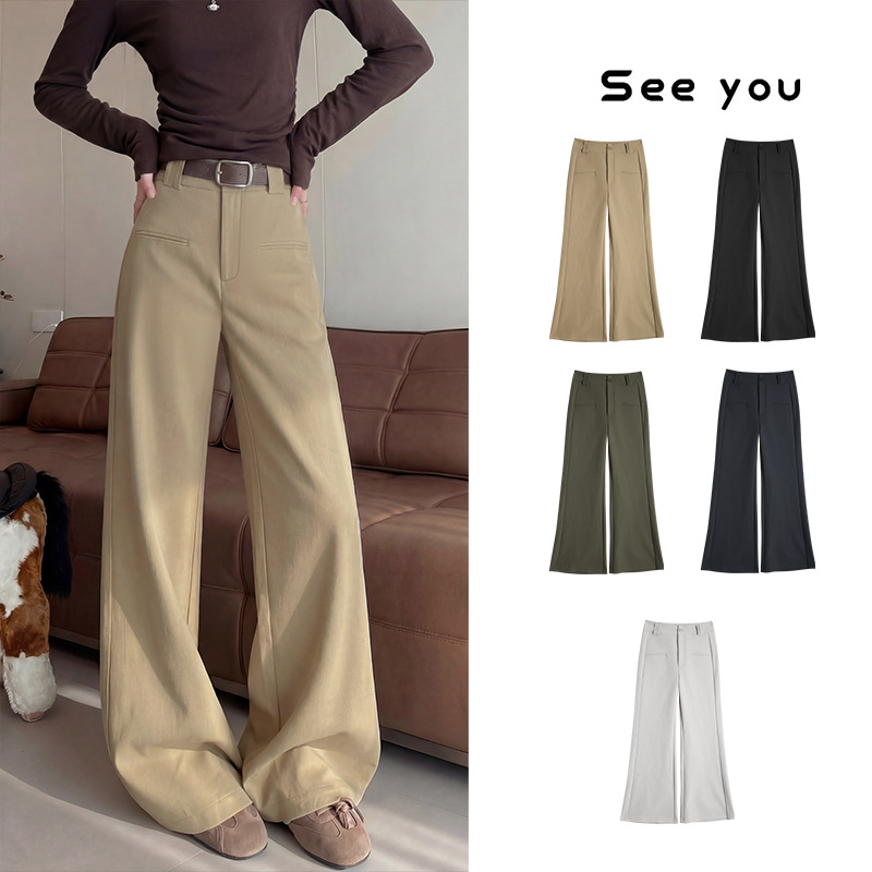 【YW】无忧购春季新款钛金棉横口袋直筒西装裤女窄版休闲裤Z844/Z843/Z842（截单后3-5天发货）