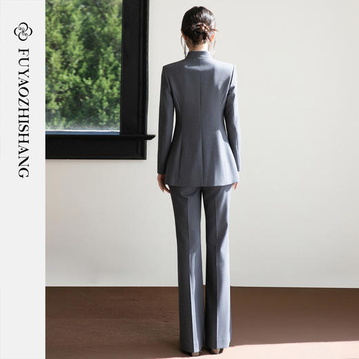 FUYAO扶摇直上 新中式西装套装女立领改良中山装修身职业装两件套 商品图4