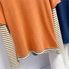 老米优品🎈3-5天! ☁《条纹叠搭云朵绒春款tee》韩系氛围感直接拉满！元气橘显白，经典藏青百搭，谁穿谁好看~T260226A 商品缩略图1