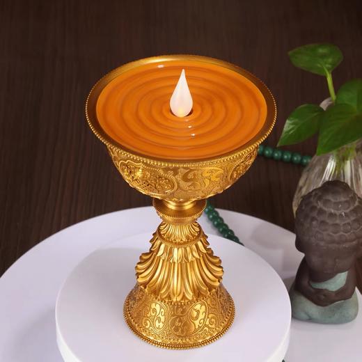 精品八吉祥3D火焰电子酥油灯充电试供佛灯藏式佛前供灯仿真摆件长明灯佩戴充电底座 商品图4