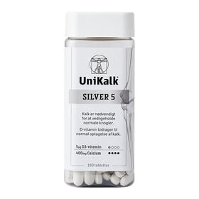 [丹麦]新Unikalk佑咔克成人复合钙片180粒5µg维他命D. New!Unikalk Silver 5 D-vitamin 5µg 180stk.